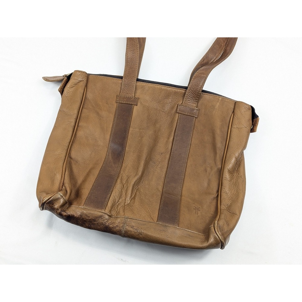 FRYE Gia Simple Leather Tote Hobo Shoulder Bag Cognac‎ Brown Large